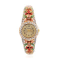 STRADA Multi Color Austrian Crystal Japanese Movement Flower Pattern Bangle Watch in Goldtone (23.87mm) (6.50 in) 3.75 ctw - Sticky add to cart bar
