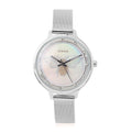 STRADA White Austrian Crystal Japanese Movement Honey Bee Pattern Watch with Stainless Steel Mesh Strap - Sticky add to cart bar