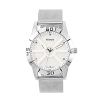 STRADA Japanese Movement Water Resistant Watch with Black Dial Stainless Steel Mesh Strap and Back