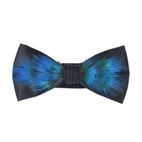 Black and Blue Faux Leather Feather Bowtie (4.92"x2.5"x1.18")