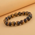 South African Yellow Tiger's Eye Seiheki Reiki Power Symbol Engraved Beaded Stretch Bracelet 147.00 ctw - Sticky add to cart bar