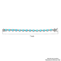 AMERICAN Natural Sleeping Beauty Turquoise and Natural White Zircon Link Bracelet in Platinum Over Sterling Silver (8.00 In) 12.60 Grams 11.10 ctw
