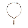Yellow Tiger's Eye Beaded Men's Necklace 20-22 Inches in Silvertone 140.50 ctw - Sticky add to cart bar