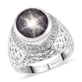 Indian Star Ruby and Natural White Zircon Solitaire Ring in Platinum Over Sterling Silver 8.15 ctw - Sticky add to cart bar