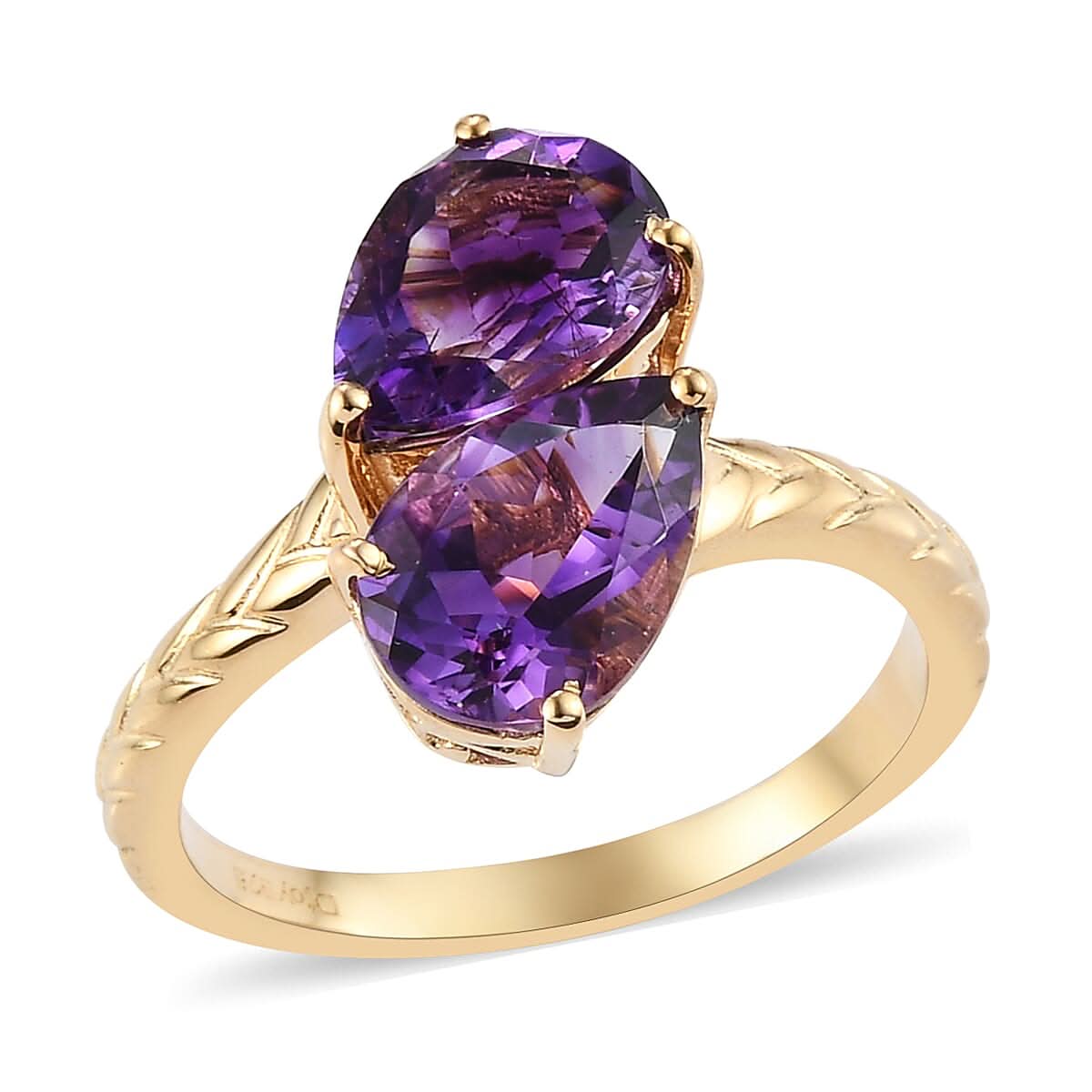 Premium Moroccan Amethyst Bypass Ring in Vermeil Yellow Gold Over Sterling Silver 3.50 ctw (1)