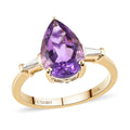 LUXORO 10K Yellow Gold Premium Moroccan Amethyst and G-H I2 Diamond Ring (Size 7.0) 2.50 Grams 2.90 ctw - Sticky add to cart bar