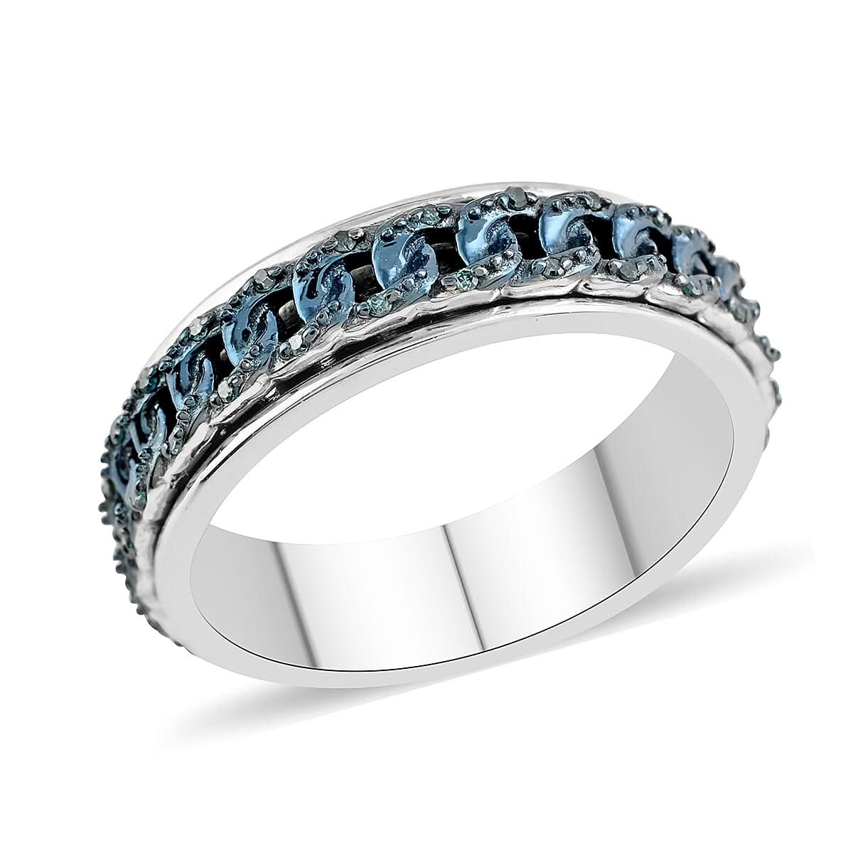 Diamond Spinner Band Ring in Platinum Over Sterling Silver 0.20 ctw (1)