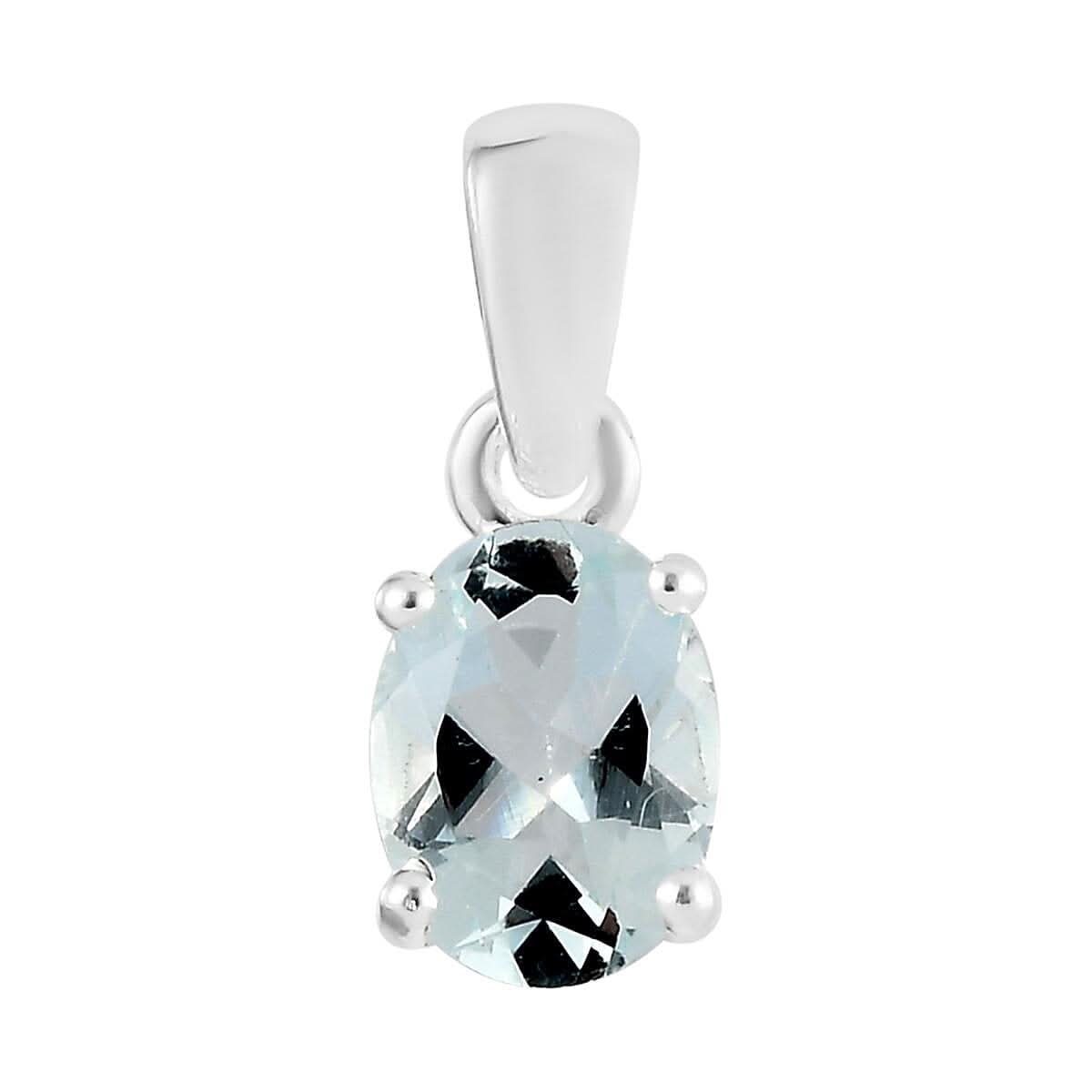 Espirito Santo Aquamarine Solitaire Pendant in Sterling Silver 1.00 ctw