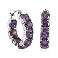 Simulated Black Diamond Hoop Earrings in Stainless Steel 21.15 ctw - Sticky add to cart bar