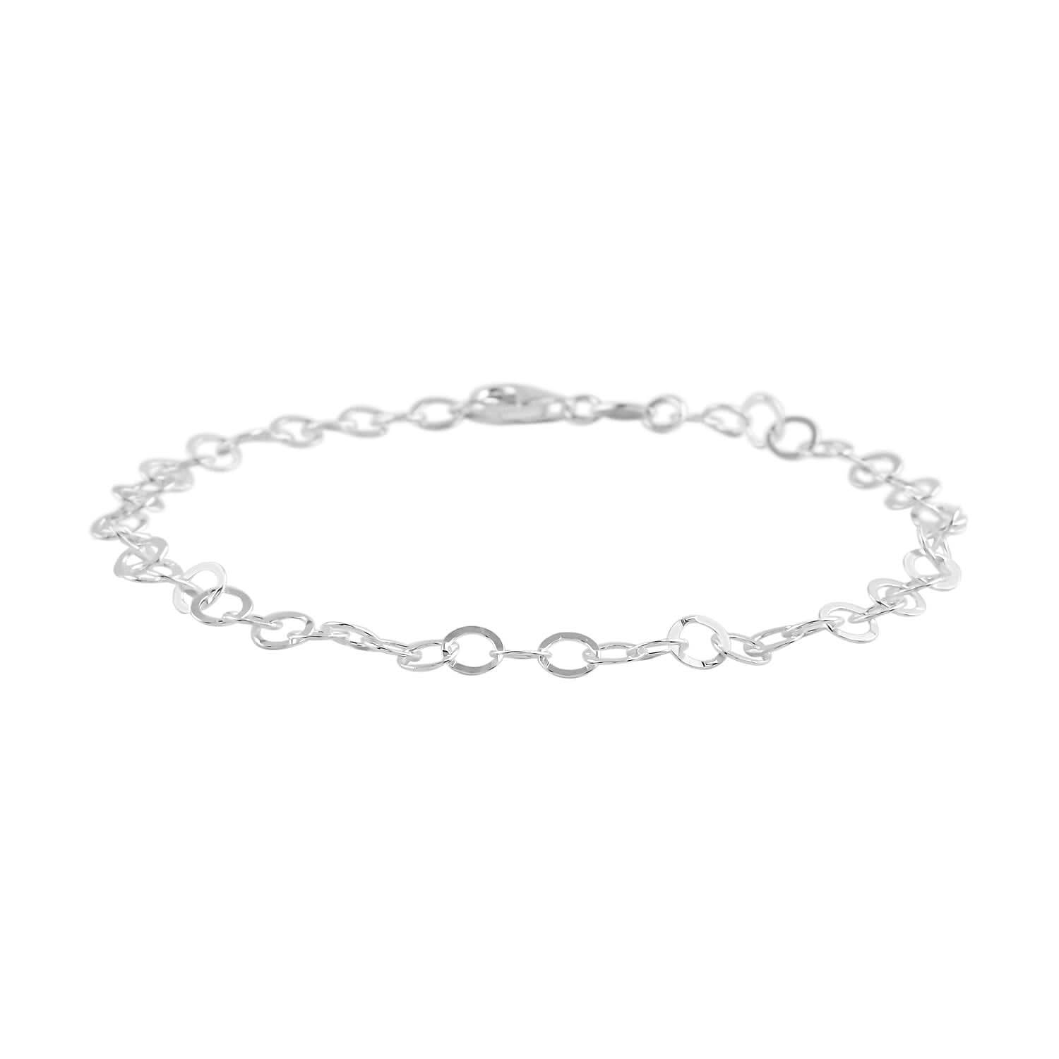 Italian Sterling Silver 6mm Open Circle Rolo Anklet (10 In) 3.50 Grams