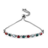Blue Zircon Crystal Bolo Bracelet in Stainless Steel 2.00 ctw