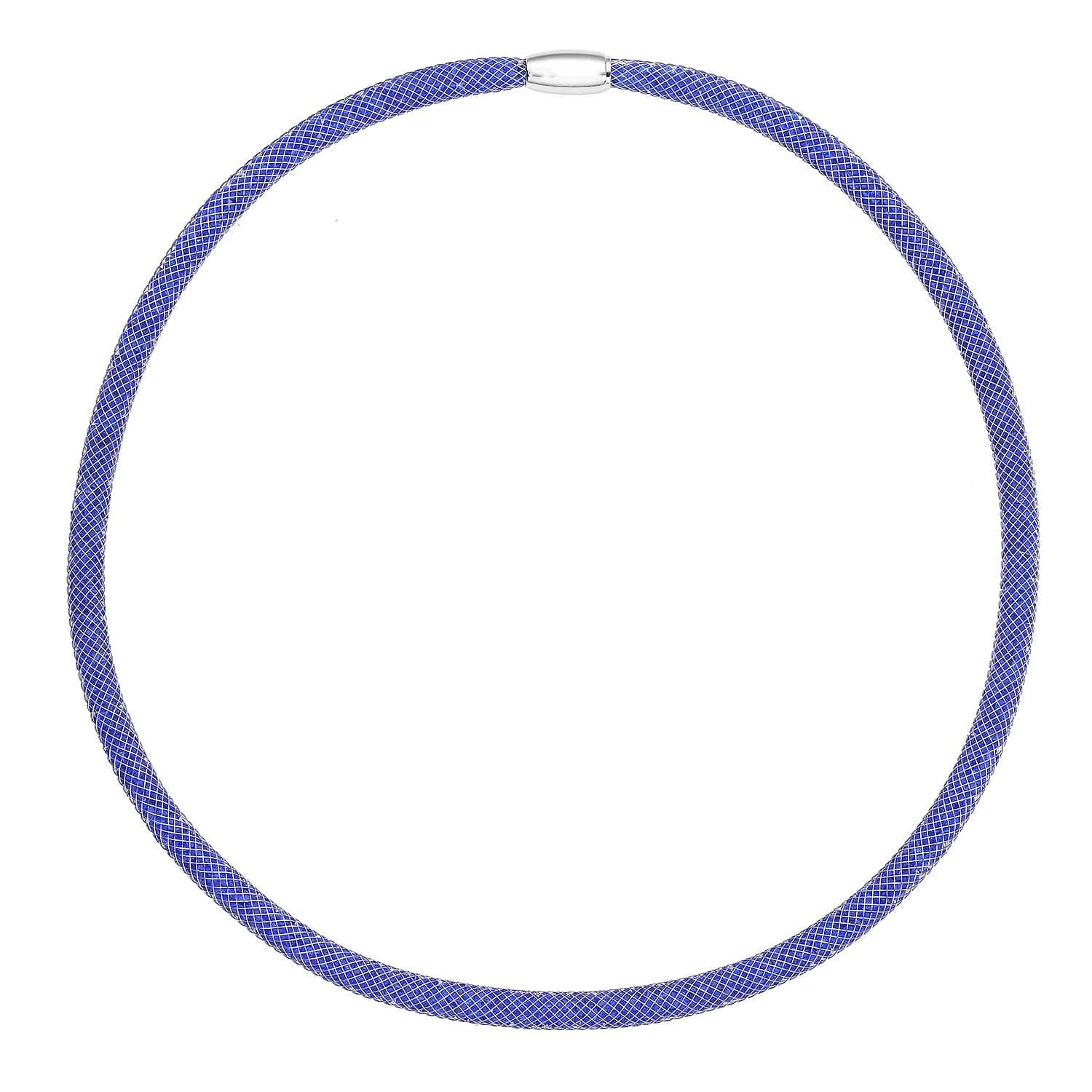 Blue Austrian Crystal Necklace 20 Inches in Silvertone
