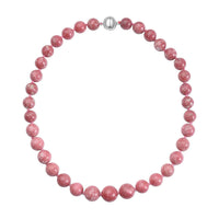 Thulite Beaded Necklace 20 Inches with Magnetic Lock in Rhodium Over Sterling Silver 613.00 ctw