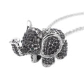 Gray and Green Austrian Crystal Elephant Pendant Necklace 24 Inches in Silvertone - Sticky add to cart bar