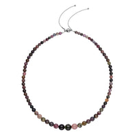 Multi-Tourmaline Beaded Necklace 18-20 Inches in Rhodium Over Sterling Silver 210.00 ctw