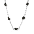 Artisan Crafted Rough Cut Bohemian Moldavite Station 17.00 ctw Paper Clip Chain Necklace in Sterling Silver 18-20 Inches - Sticky add to cart bar