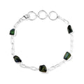Artisan Crafted Rough Cut Bohemian Moldavite 8.65 ctw Paper Clip Chain Bracelet in Sterling Silver (6.50-8.50In) - Sticky add to cart bar