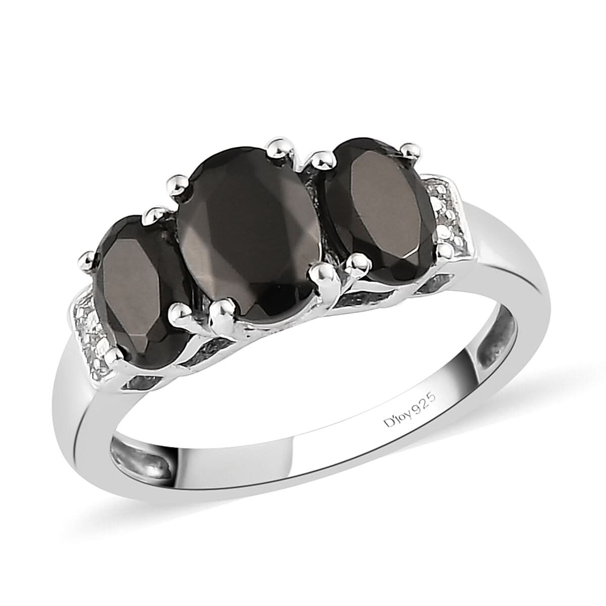 Elite Shungite 3 Stone Ring in Platinum Over Sterling Silver 1.00 ctw