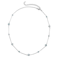 Green Moissanite Beaded Station Necklace 18-21 Inches in Rhodium Over Sterling Silver 11.75 ctw
