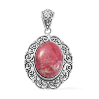 Artisan Crafted Norwegian Thulite Solitaire Pendant in Sterling Silver 18.50 ctw