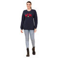 TAMSY Holiday Navy Reindeer Fleece Knit Sweatshirt (100% Cotton) - L - Sticky add to cart bar