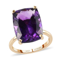LUXORO 10K Yellow Gold AAA Moroccan Amethyst Solitaire Ring (Size 10.0) 2.40 Grams 10.75 ctw
