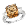 Brazilian Citrine and Natural White Zircon Ring in Platinum Over Sterling Silver 6.50 ctw - Sticky add to cart bar