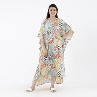 TAMSY Black Bamberg Long Kaftan with Buttons in Front - One Size Fits Most