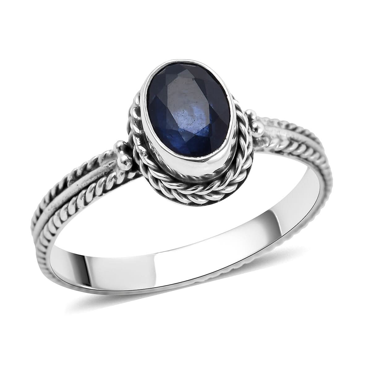 BALI LEGACY Madagascar Blue Sapphire Solitaire Ring in Sterling Silver 1.50 ctw