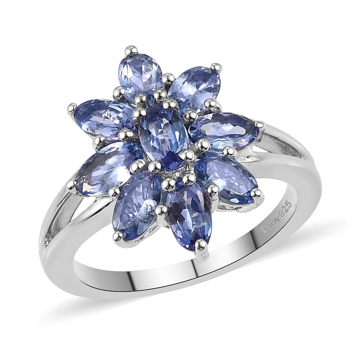 Tanzanite Floral Ring in Platinum Over Sterling Silver 2.30 ctw (1)