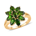 Natural Chrome Diopside Floral Ring in Vermeil Yellow Gold Over Sterling Silver 2.15 ctw - Sticky add to cart bar