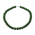 Green Chalcedony (D) 12mm Beaded Necklace 18 Inches in Sterling Silver 500.00 ctw - Sticky add to cart bar