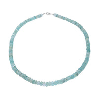 Natural Mint Green Aquamarine Beaded Necklace 18 Inches in Sterling Silver 190.00 ctw