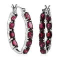 Orissa Rhodolite Garnet Inside Out Hoop Earrings in Platinum Over Sterling Silver 7.25 Grams 9.40 ctw - Sticky add to cart bar