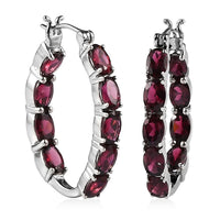 Orissa Rhodolite Garnet Inside Out Hoop Earrings in Platinum Over Sterling Silver 7.25 Grams 9.40 ctw