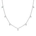 Green Moissanite Beaded Station Necklace 20-22 Inches in Rhodium Over Sterling Silver 7.35 ctw - Sticky add to cart bar