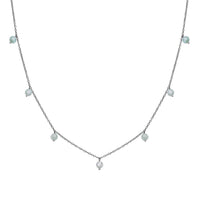 Green Moissanite Beaded Station Necklace 20-22 Inches in Rhodium Over Sterling Silver 7.35 ctw