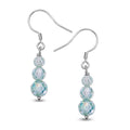 Blue Moissanite Beaded Dangle Earrings in Rhodium Over Sterling Silver 6.85 ctw - Sticky add to cart bar