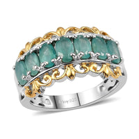 Premium Grandidierite 7 Stone Ring in Vermeil Yellow Gold and Platinum Over Sterling Silver (Size 10.0) 1.35 ctw