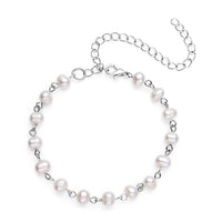 Golden Freshwater Cultured Pearl Anklet (8-10 In) in Silvertone