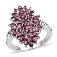 Orissa Rhodolite Garnet Elongated Ring in Platinum Over Sterling Silver (Size 10.0) 3.00 ctw
