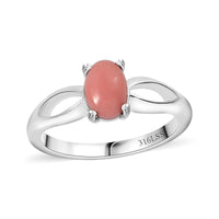 AMERICAN Oregon Peach Opal Solitaire Ring in Stainless Steel (Size 10.0) 0.60 ctw