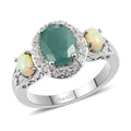Premium Grandidierite and Multi Gemstone Halo Ring in Platinum Over Sterling Silver (Size 8.0) 2.65 ctw - Sticky add to cart bar