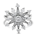 Simulated Diamond Snowflake Spinner Ring in Rhodium Over Sterling Silver (Adjustable Size 6-8) 1.60 ctw - Sticky add to cart bar