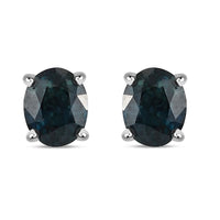 Luxoro 10K White Gold AAA Indigo Sapphire Solitaire Stud Earrings 0.75 ctw