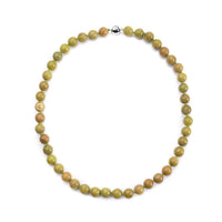 Green Opal Beaded Necklace 20 Inches with Magnetic Clasp in Rhodium Over Sterling Silver 271.00 ctw