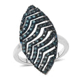 Blue Diamond Ring in Rhodium and Platinum Over Sterling Silver (Size 6.0) 0.50 ctw - Sticky add to cart bar