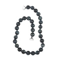 South African Blue Tiger's Eye 13-15mm Beaded Necklace 20 Inches in Rhodium Over Sterling Silver 616.00 ctw - Sticky add to cart bar