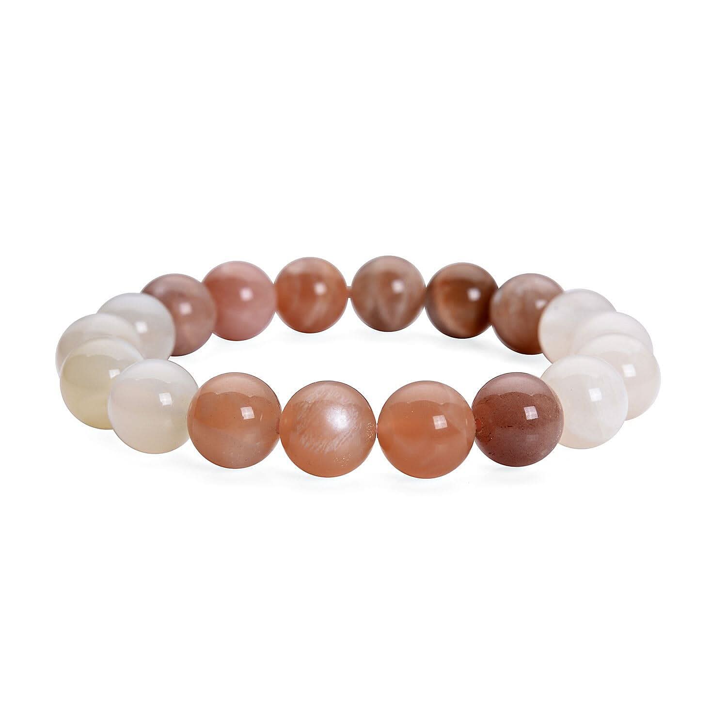 Multi Moonstone 9-11mm Beaded Stretch Bracelet 145.50 ctw