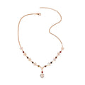 Premium Rainbow Moonstone and Multi-Tourmaline and White Zircon Heart Necklace 18 Inches in Vermeil Rose Gold Over Sterling Silver 27.65 ctw - Sticky add to cart bar